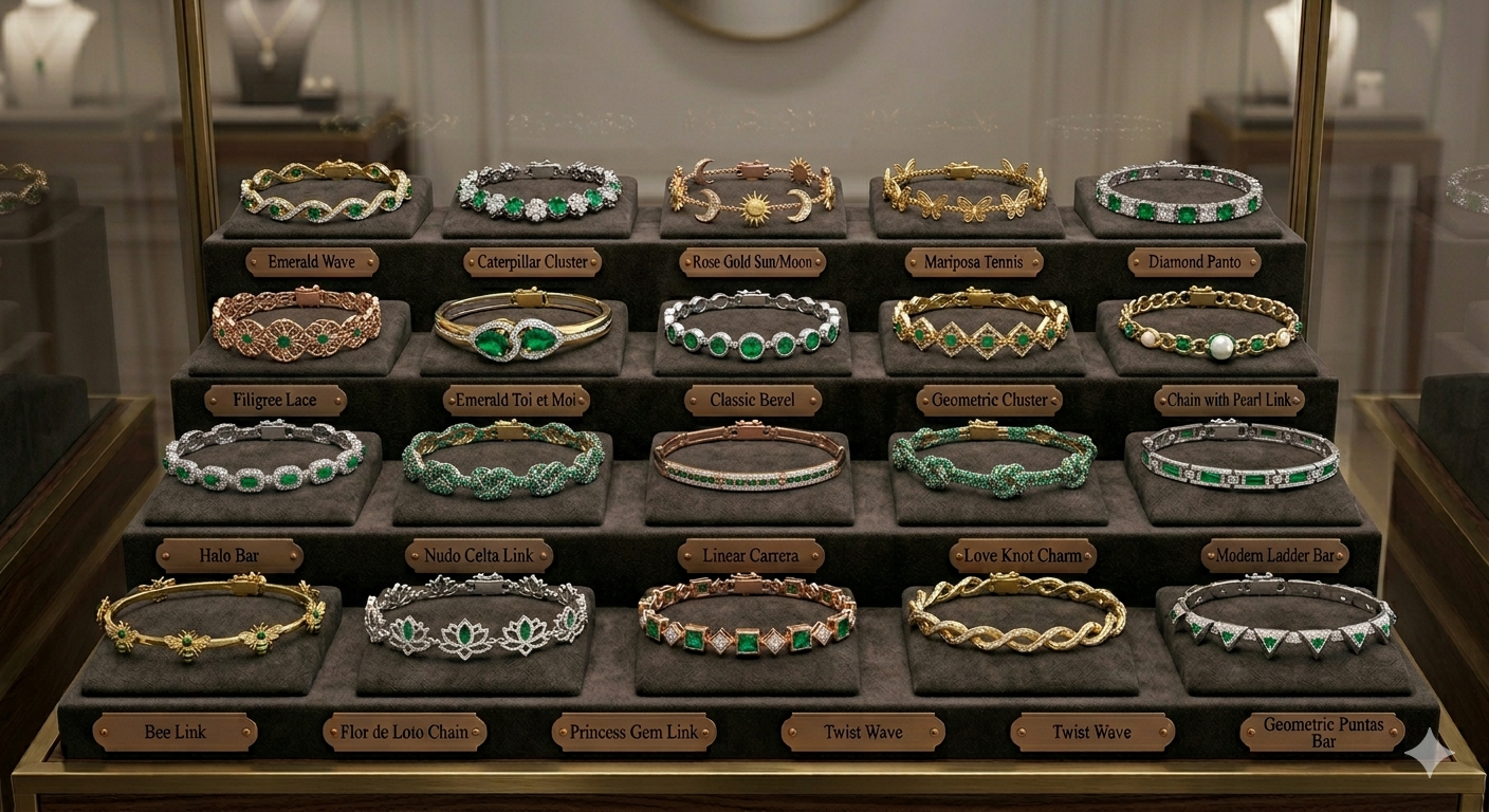 Catálogo Pulseras Brazaletes Oro Esmeraldas